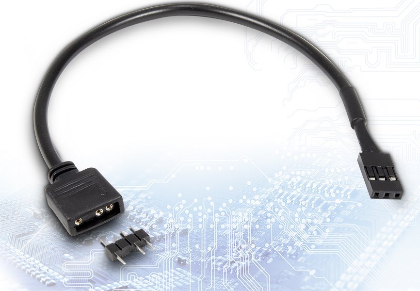 Внатрешен кабел за напојување Интер-Тек 88885550, адаптер 3-пин 5V RGB во VDG, 0.2m, црна