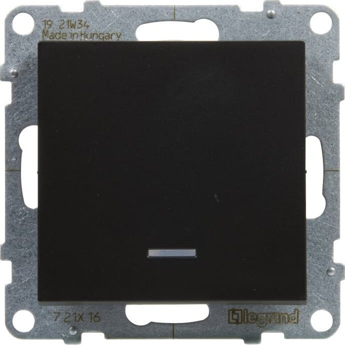 Çelës shkallësh Legrand SUNO 721416, 10AX 250V, me ndriçim sfondi, i zi