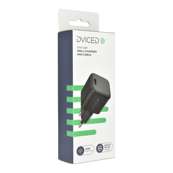 Dviced Wall Charger 30W GaN USB-C EU W Cable, Black