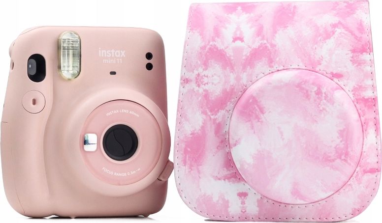 Këllëf aparati LoveInstant për Fujifilm Instax Mini 11, lëkurë eco, Watercolors Pink Blurs, rozë