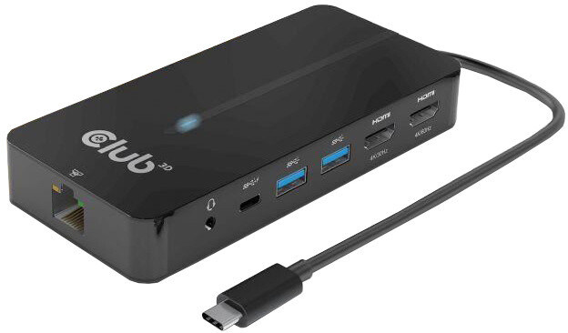 Club3D HUB USB-C 7v1, 2x HDMI, 2x USB-A Gen1, RJ45, 3.5mm jack, SD, PD 100W
