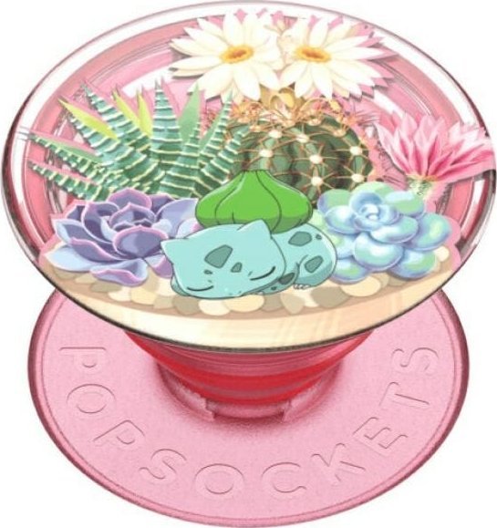 Држач за телефон PopSockets Bulbasaur Terrarium PopGrip, самолеплив, шарен