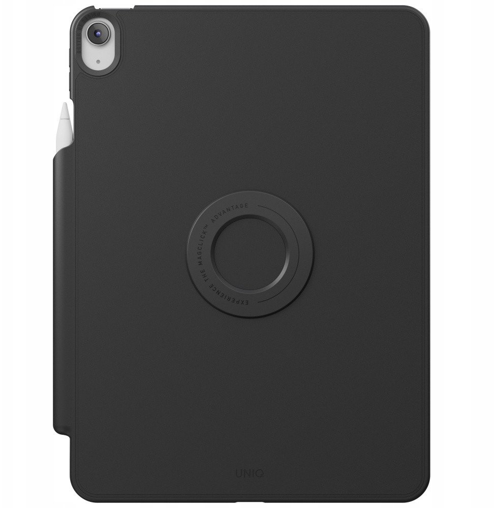 Mbrojtëse magnetike Uniq Rovus Snapmount për iPad 11", rrotullim 360°, me mbajtëse Apple Pencil, e zezë