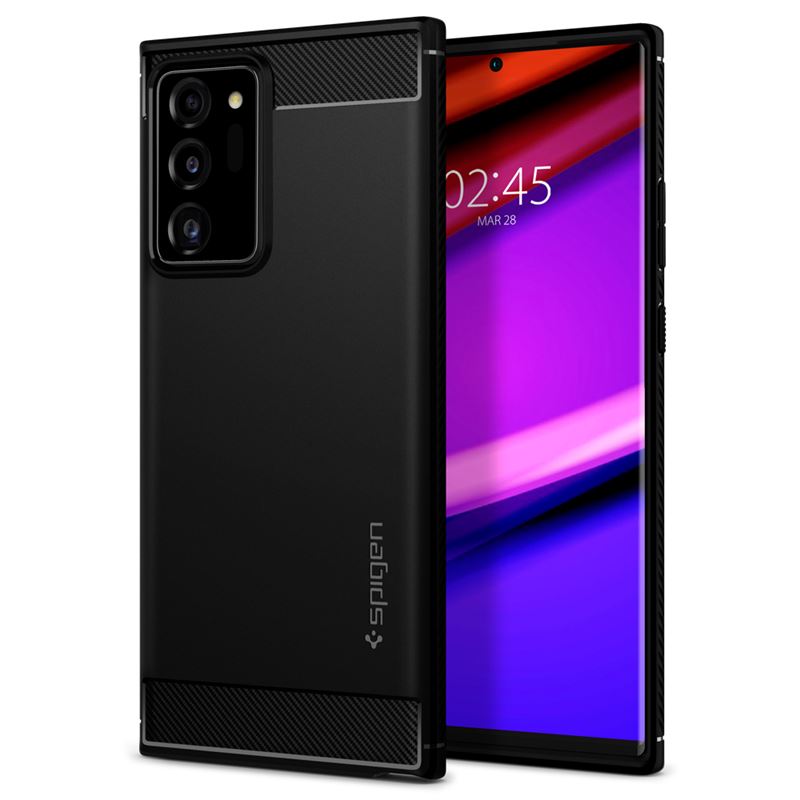 Mbrojtëse për celular Samsung Galaxy Note20 Ultra Spigen Rugged Armor, e zezë