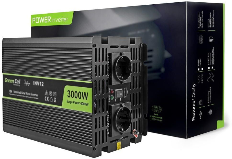 Konvertor Green Cell 12V / 220V 3000W / 6000W (INV12)