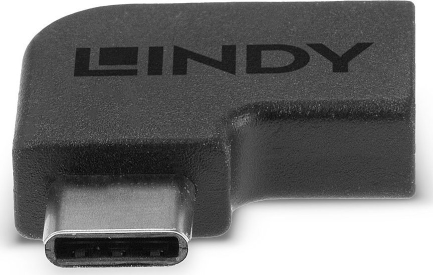 Adapter USB Lindy USB 3.2 Type C 90°, lidhës C në C, i zi