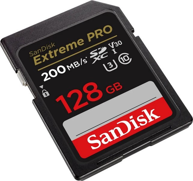 Kartë memorie SanDisk SDXC, 128GB, Extreme Pro 200/90 MB/s, V30, UHS-I U3