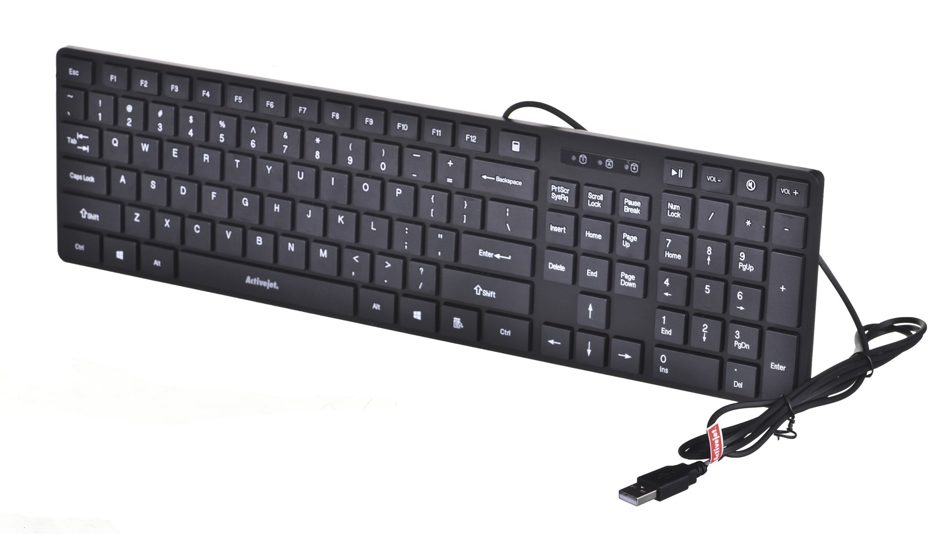 USB тастатура Activejet K-3066SB, 109 копчиња, црна