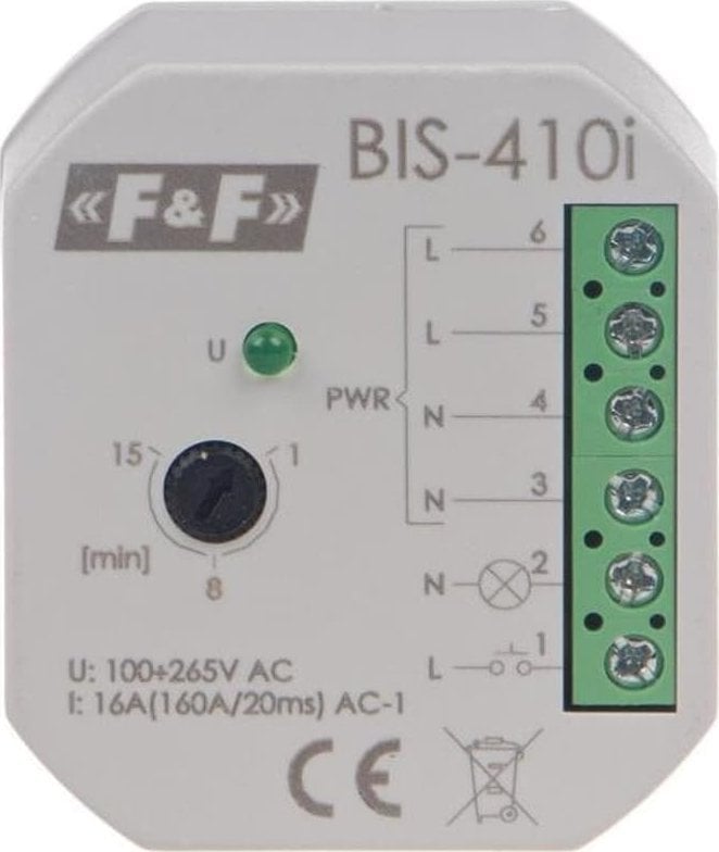 Rele bistabile F&amp;F BIS-410-LED-24V, 9–30V AC/DC, 16A, gri