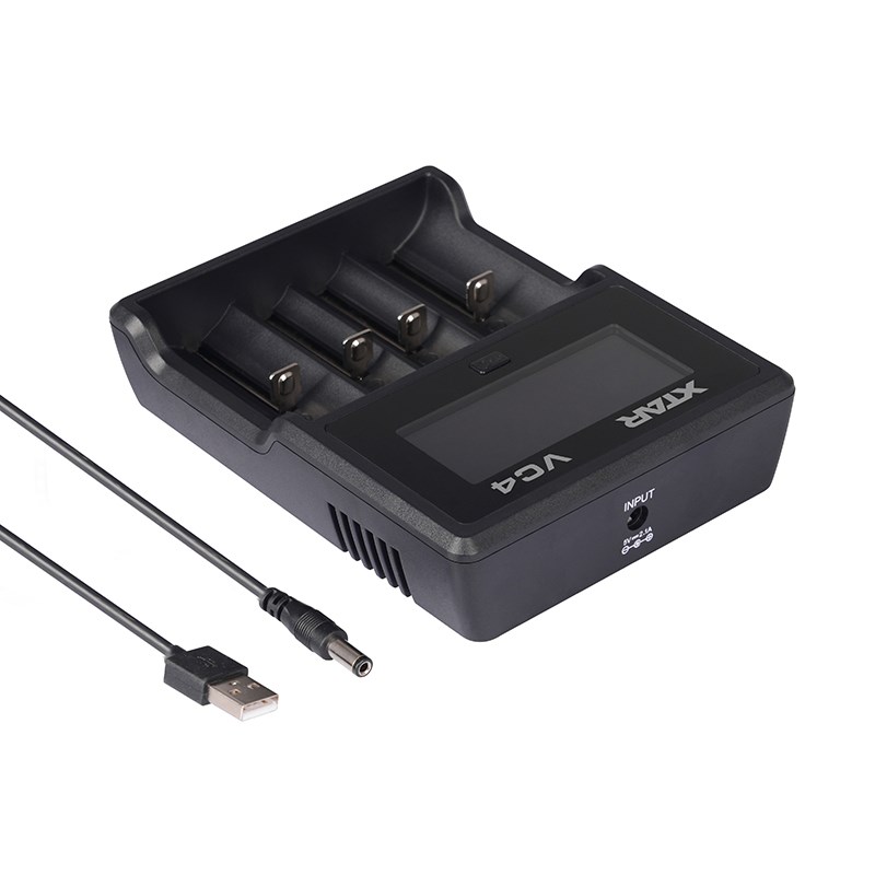 Ngarkues baterish Xtar VC4, 4 slote, ekran LCD, i zi