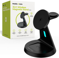 Безжичен полнач 3во1 Mobile Origin PW9 со MagSafe, станд за iPhone, Apple Watch и слушалки, црн