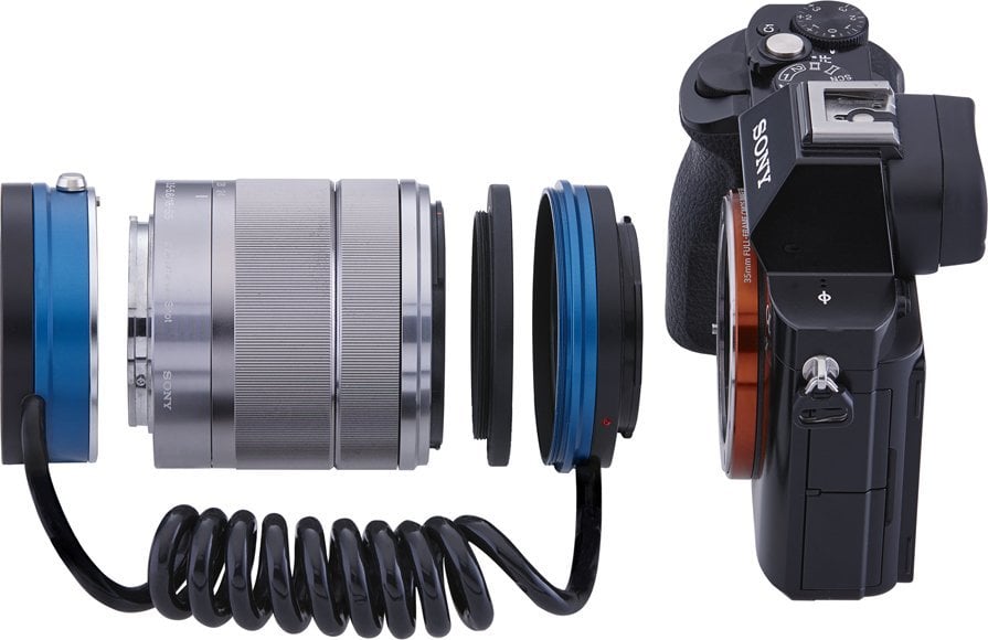 Adapter kthyes Novoflex për Sony E Mount, kontroll elektronik, i zi