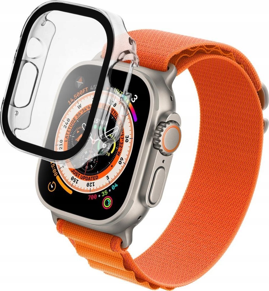 Mbrojtëse orë FIXED Pure Cover për Apple Watch Ultra 49mm, xham i kalitur, transparente