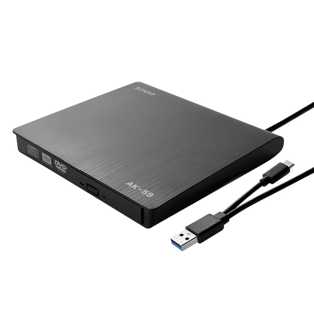 Disk optik i jashtëm SAVIO AK-59, CD/DVD R/RW, USB-C/USB-A