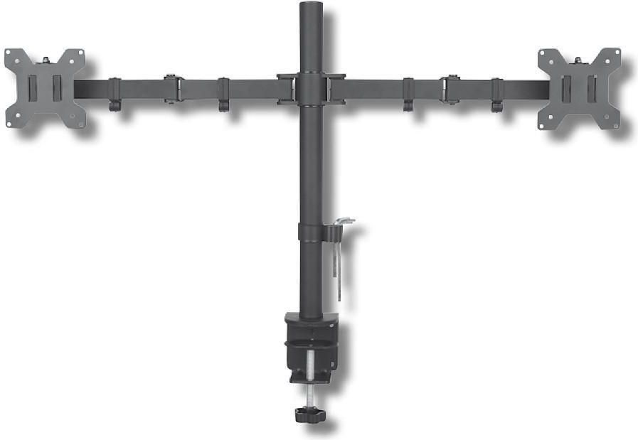 Mbajtëse për dy monitorë Techly ICA-LCD 382-D, për monitore 13-27", deri në 20 kg, VESA 75×75 / 100×100 mm, e zezë