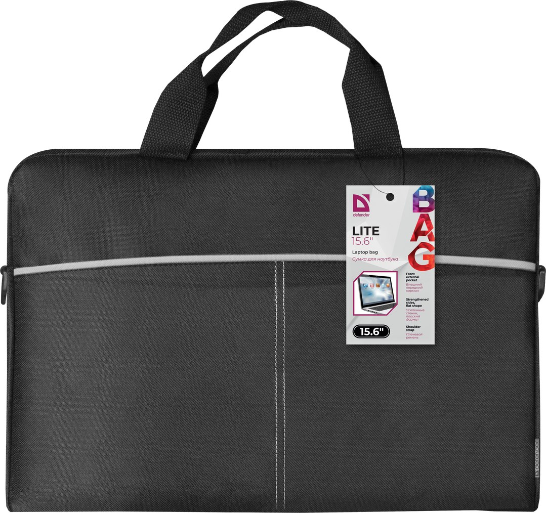 Çantë për laptop Defender Lite, 15.6", e zezë / e hirtë