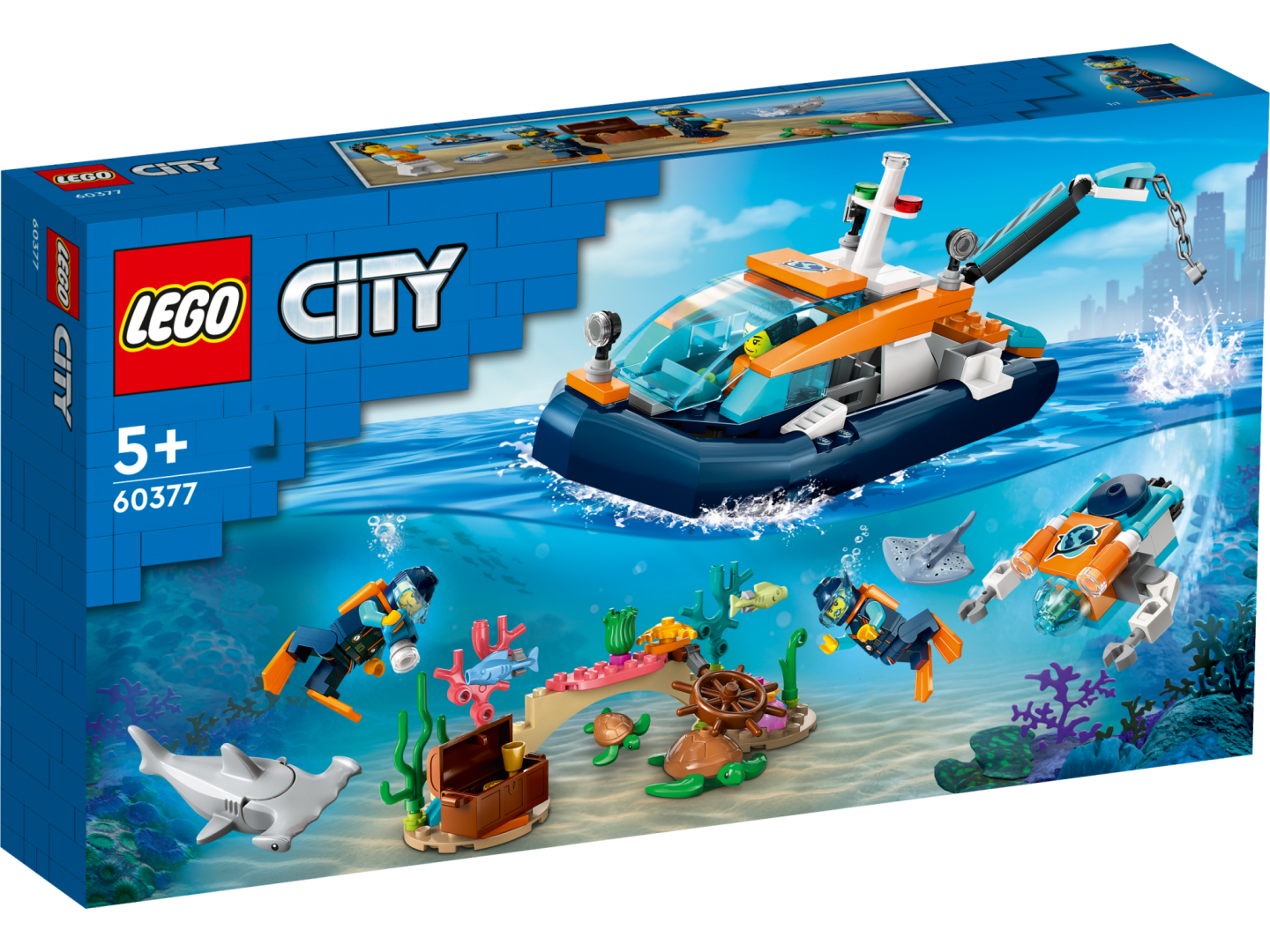 Set lodër LEGO City Explorer Diving Capsule 60377, kapsulë zhytjeje, aventurë nënujore, shumëngjyrëshe
