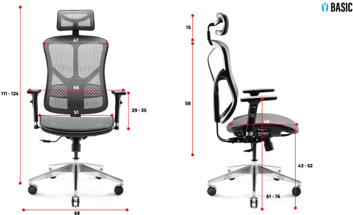 [OUTLET] Karrige Diablo V-Basic, e zezë / hirtë