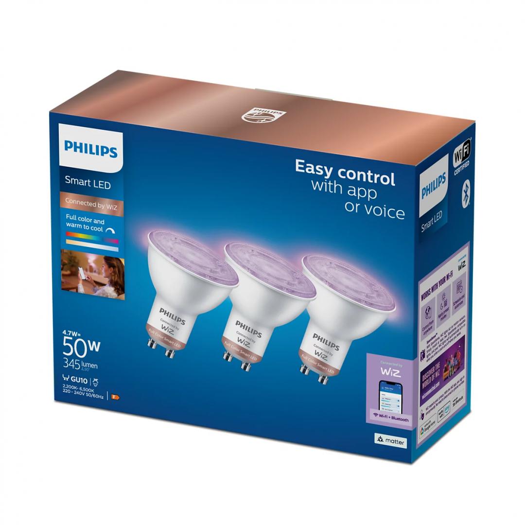 Set llamba inteligjente WiZ PAR16, GU10, RGB, 4.7W, të bardha