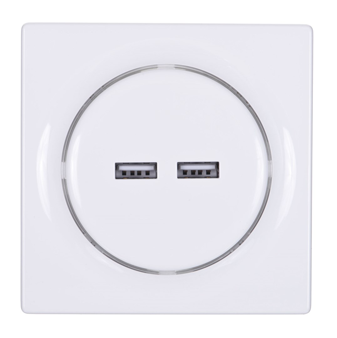 Prizë murale Fibaro Walli N, 2x USB, e bardhë