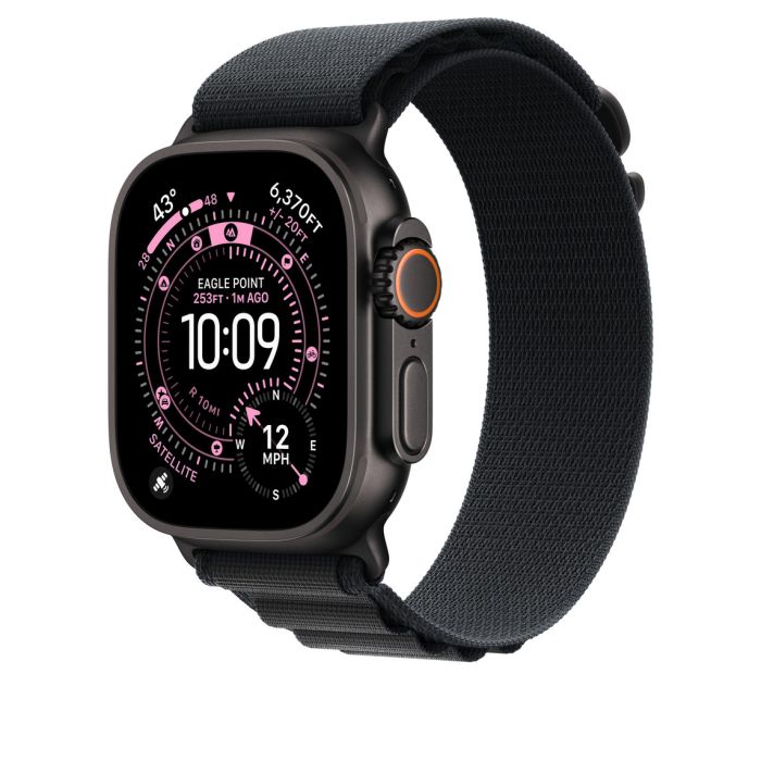Apple Watch 49mm Loop, Black Alpine Loop, Medium, Black Titanium Finish