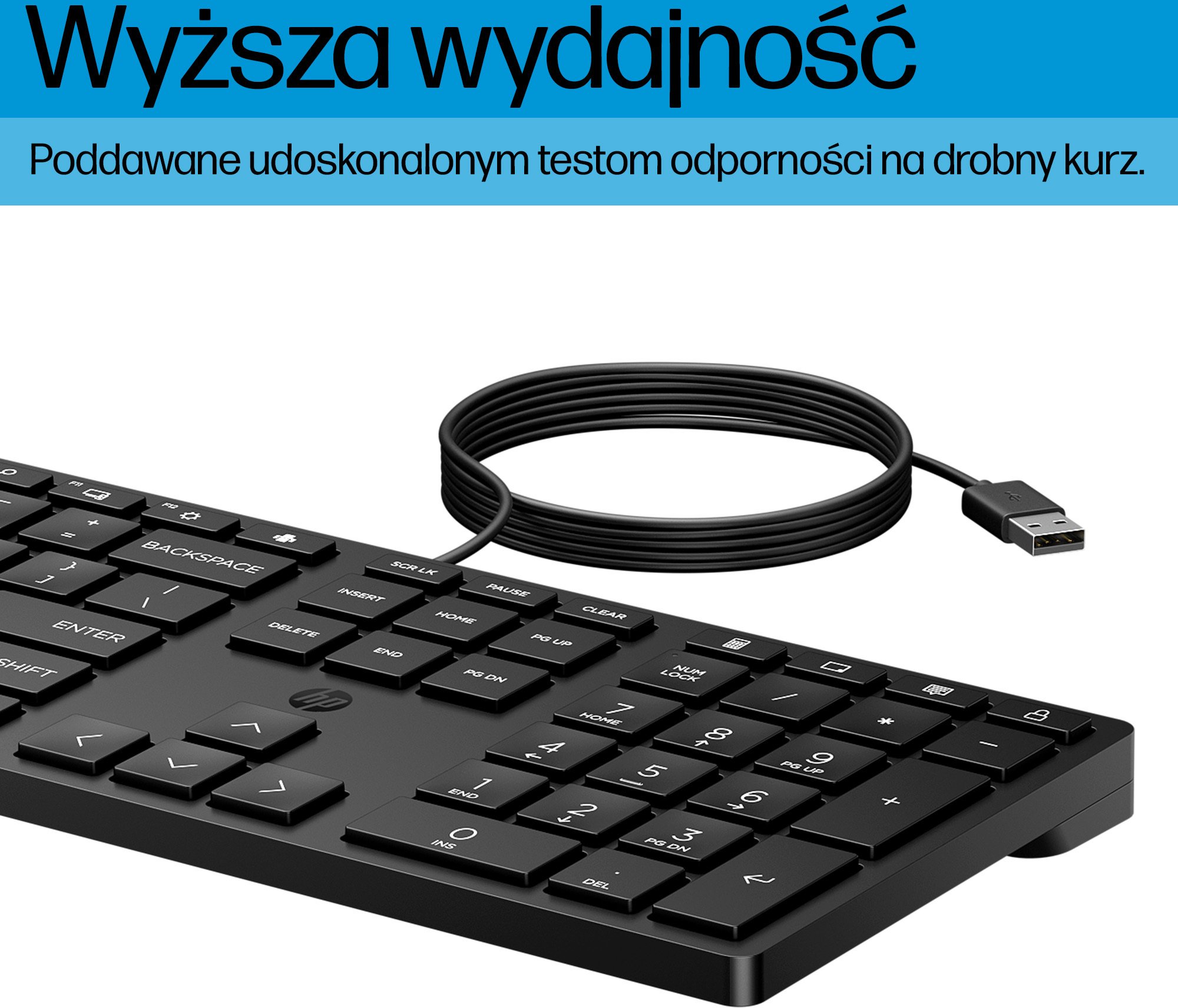 Tastierë HP 320K WD, me kabllo, layout gjerman DE, e zezë
