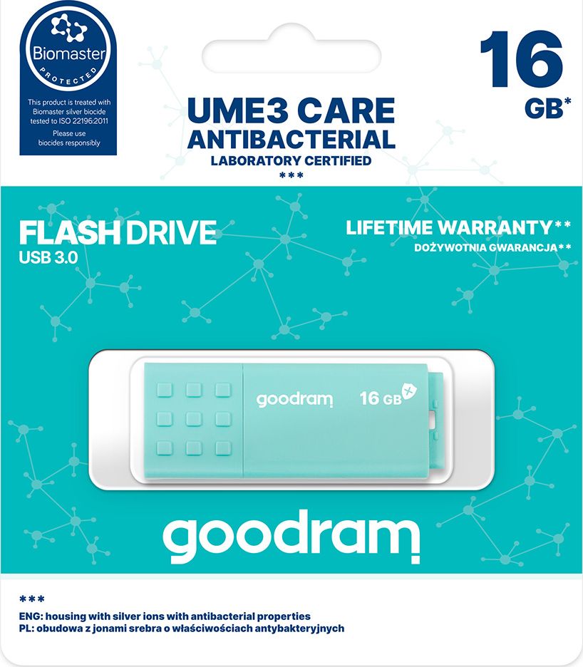USB GoodRam UME3 CARE, 16GB, USB 3.0, i kuq