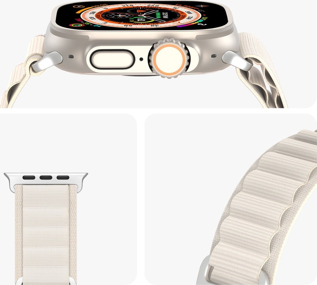 Rrip dore Dux Ducis GS Sport për Apple Watch, 42 44 45 49 mm, i bardhë