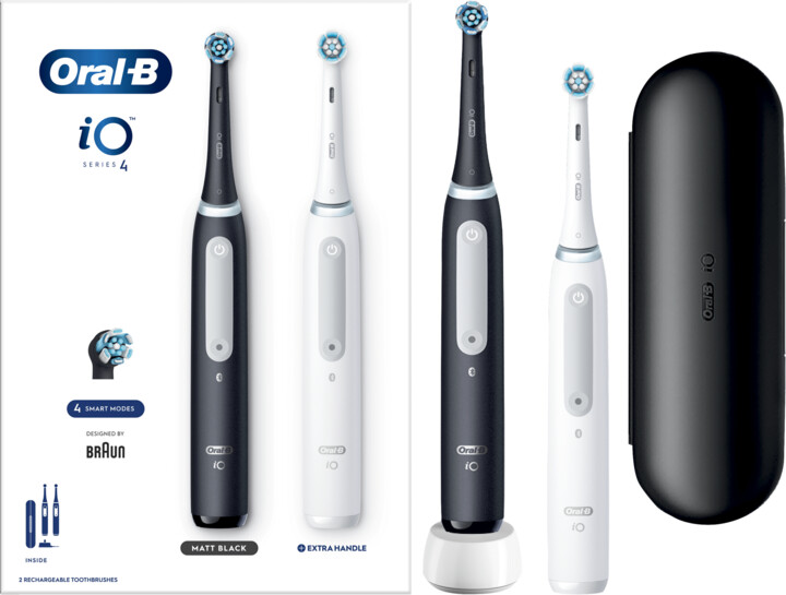 Furçë elektrike për dhëmbë Oral-B iO4 Series Matt Black + Quite White DUO Pack