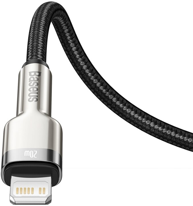 BASEUS кабел Cafule Series, USB-C - Lightning, M/M, полнење, податоци, 20W, 2m, црна