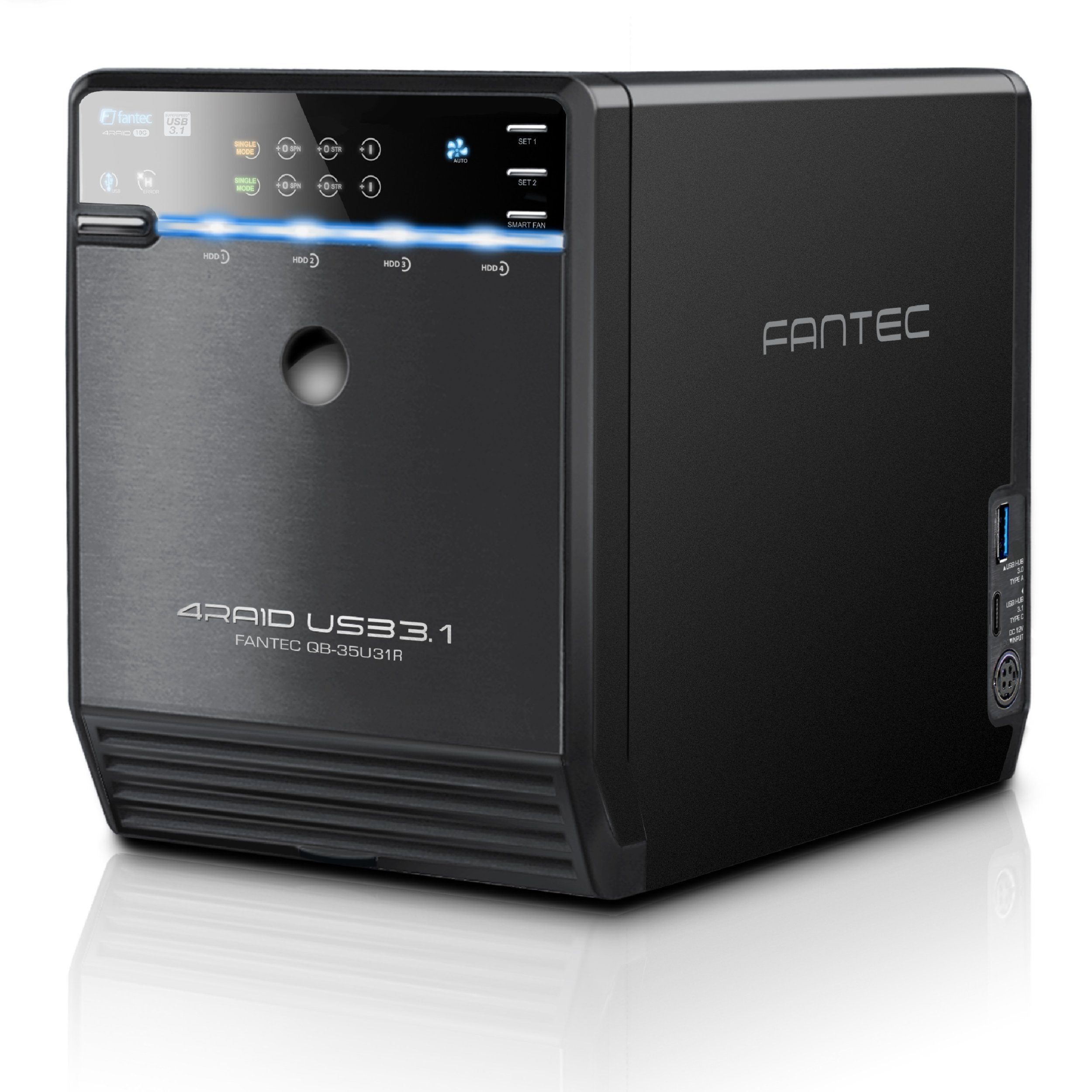 Kuti eksterne RAID Fantec QB-35U31R, 4x HDD SSD 3.5", USB 3.1, e zezë