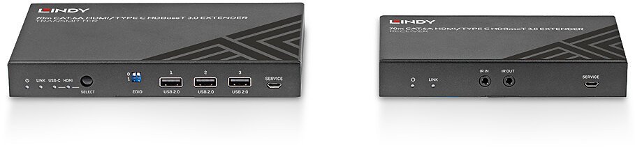 Extender KVM Lindy 70m Cat.6A HDMI Type C HDBaseT 3.0, 4K60 HDR, i zi