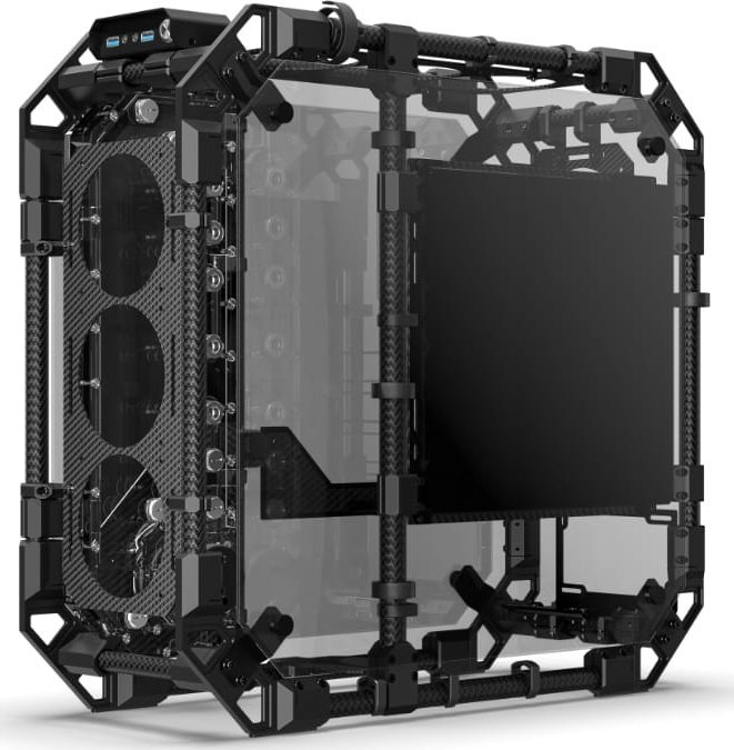 Kuti PC Alphacool Apex Pro Skeleton, kornizë e hapur, karboni, e zezë