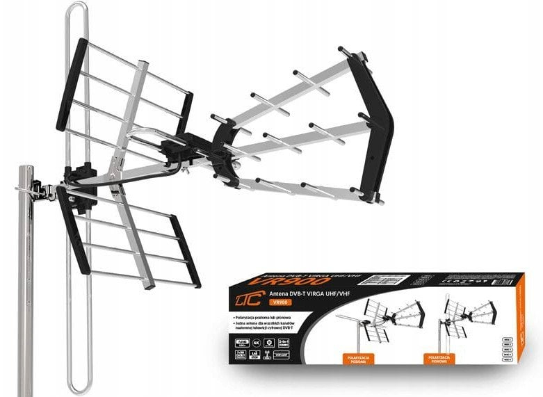 Antena e jashtme Strong 4K, DVB-T2, filtër LTE, 80 km, e zezë