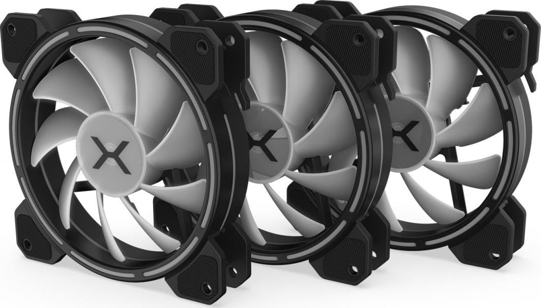 Ventilatorë Krux Lunar ARGB KIT 3x120 mm, 12 V, i bardhë/ zi