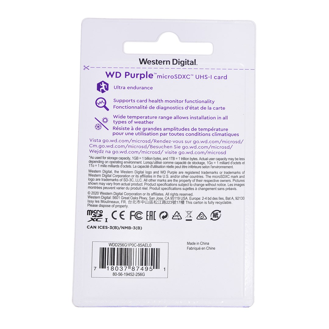 Kartë e memories WD WD Purple SC QD101, MicroSDXC, 256 GB, Class 10