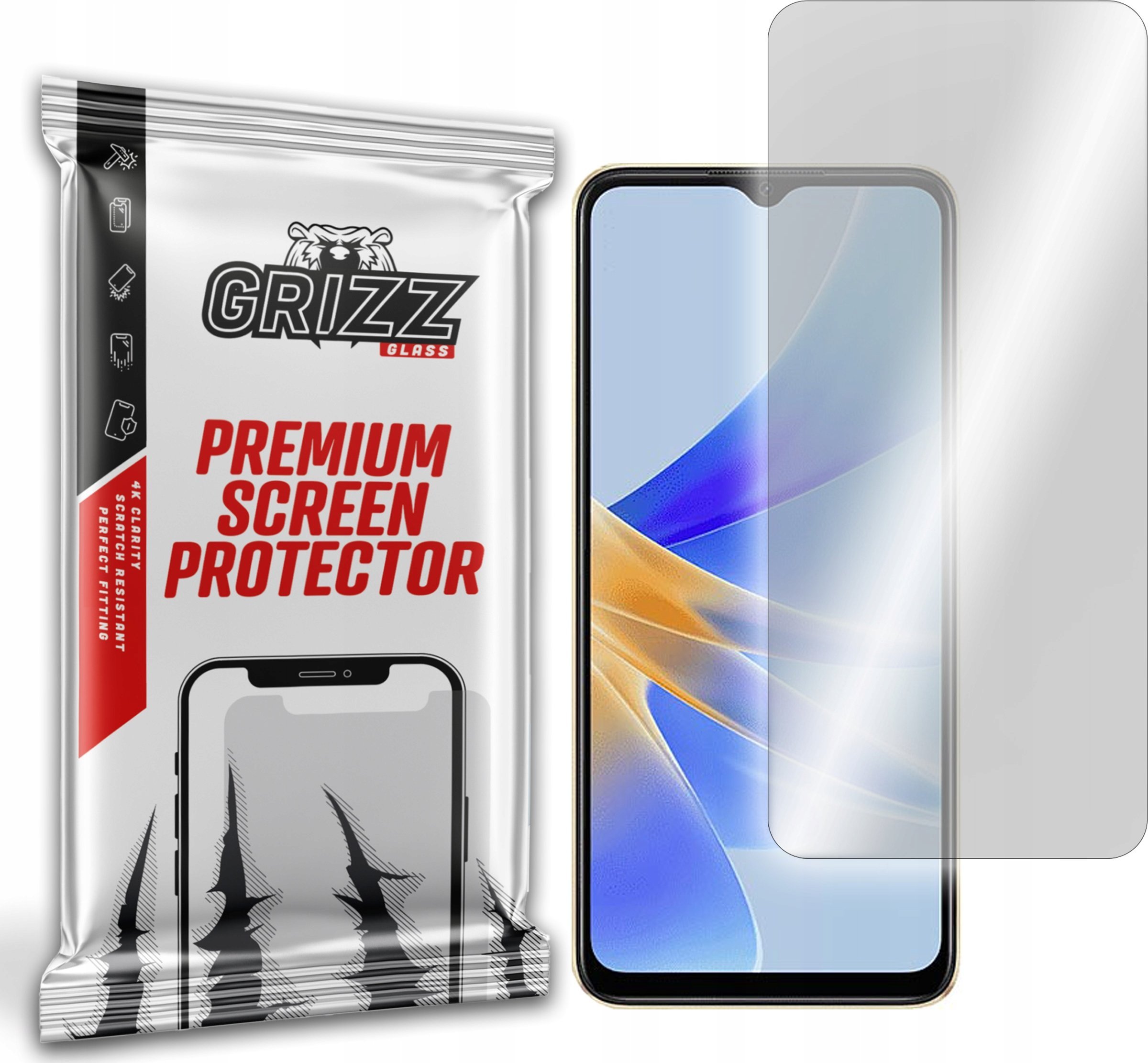 Xham mbrojtës hibrid GrizzGlass për Oppo A17k, transparencë e lartë, rezistent ndaj gërvishtjeve