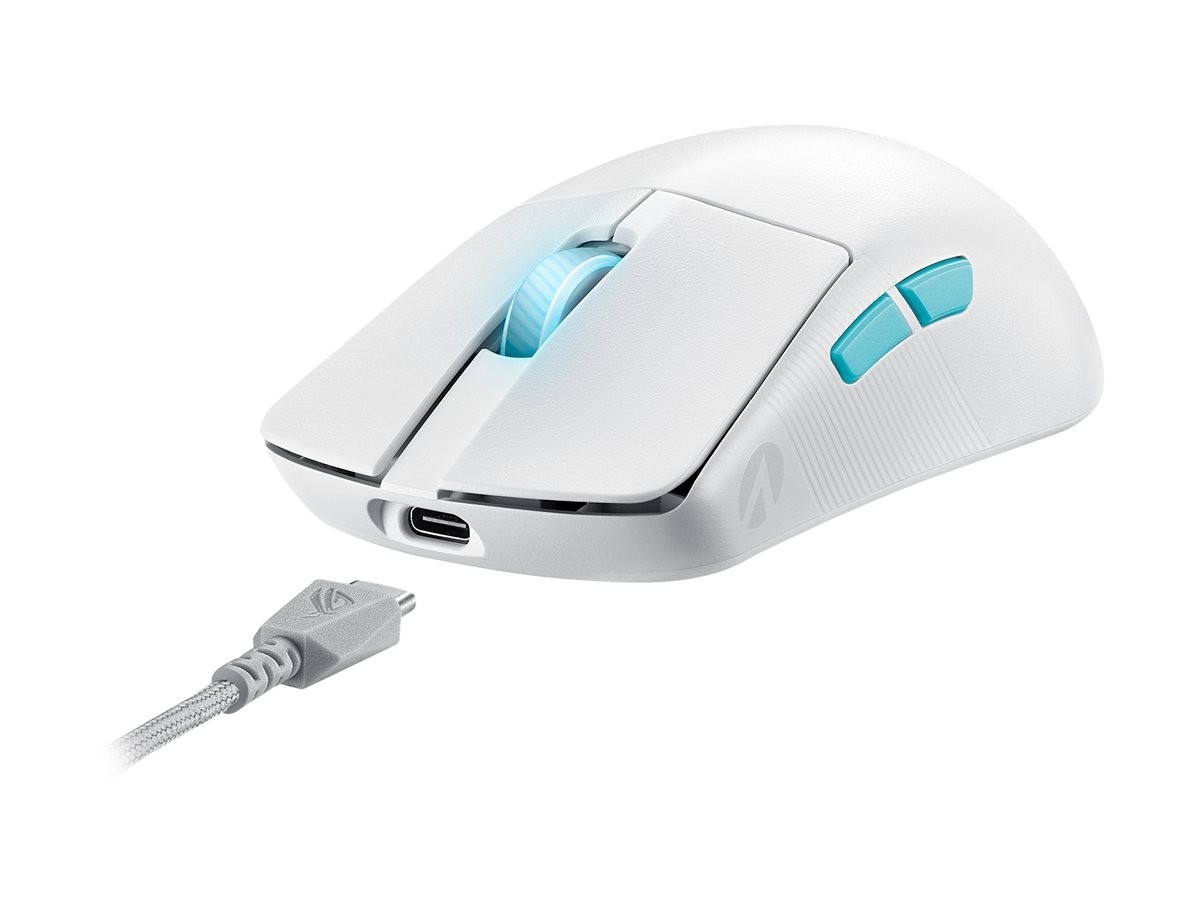 Maus ASUS ROG Harpe Ace - USB, BT, 2.4GHz, i bardhë