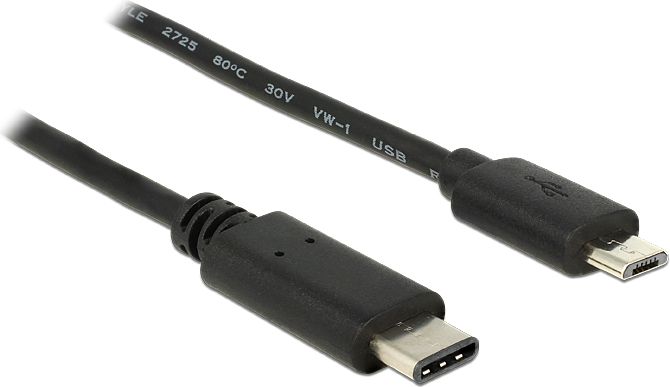 Kabllo USB DeLOCK USB C në Micro USB, USB 2.0, 2 m, 3A, e zezë