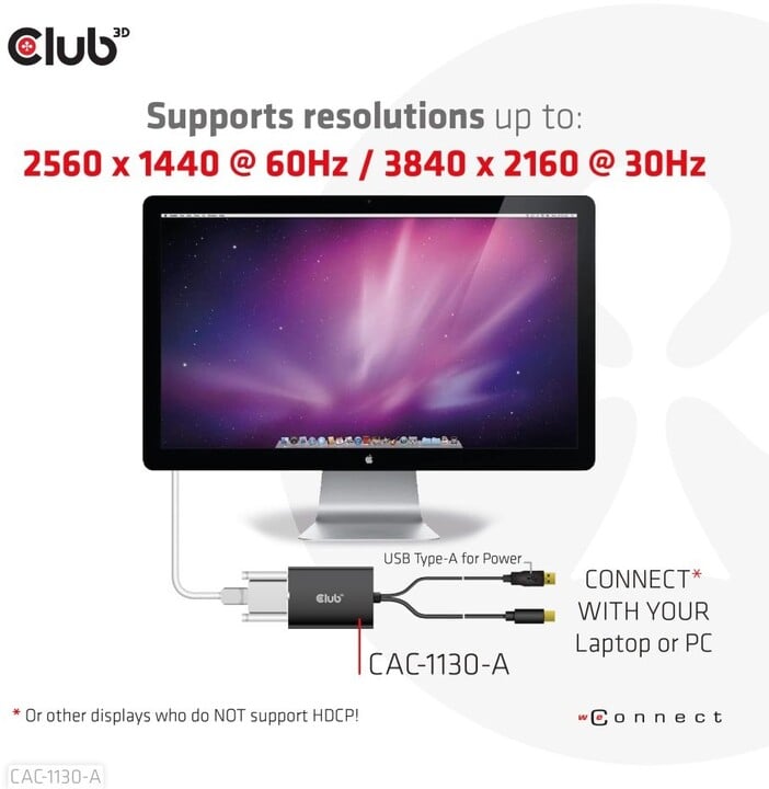 [OUTLET] Përshtatës Club3D Mini DP në Dual Link DVI, HDCP OFF version për Apple Cinema Displays Active Adapter