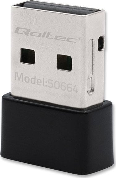 Мрежна картичка Ви‑Фи Qoltec мини УСБ AC, 650Mbps, црна