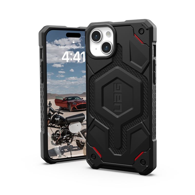 Mbështjellës UAG Monarch Pro Kevlar për iPhone 15 Plus, 6.7", me MagSafe, i zi