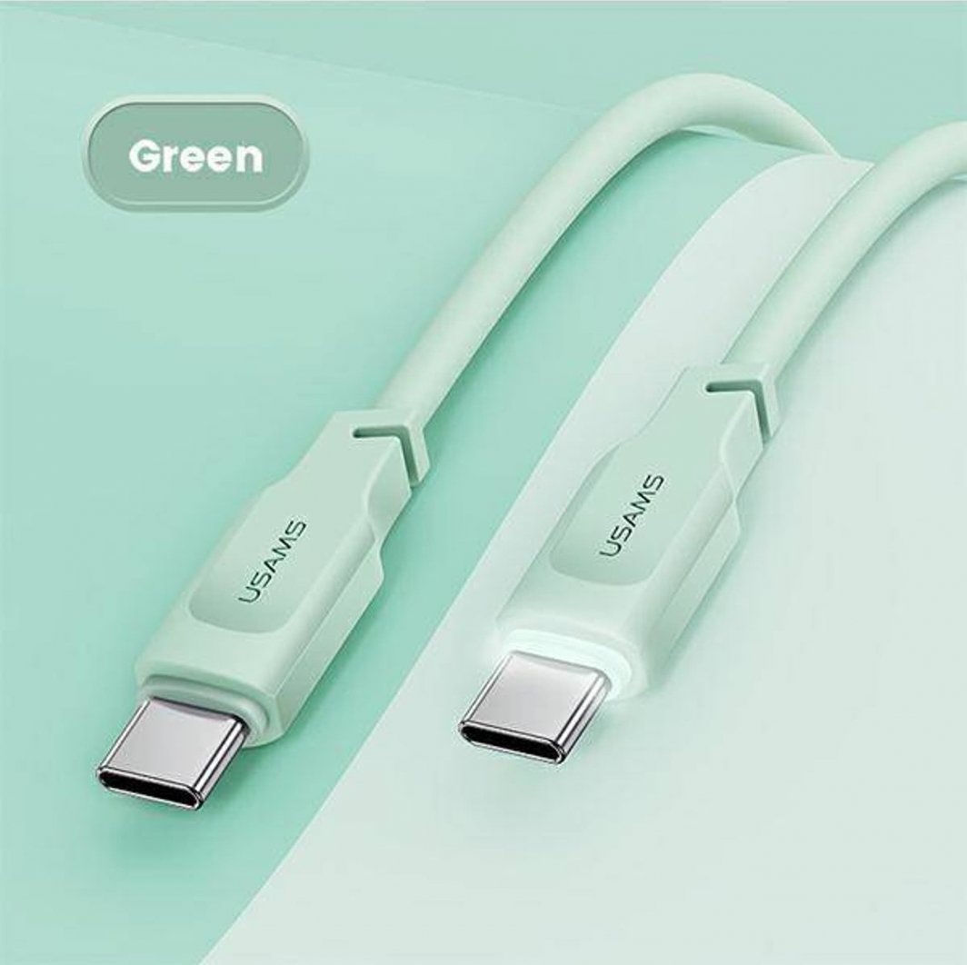 Kabllo USB Usams USB C në USB C Lithe, 1.2 m, 100W, e gjelbër