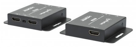 Ekstender HDMI mbi Ethernet Manhattan 4K, komplet me IR, PoC, metalik