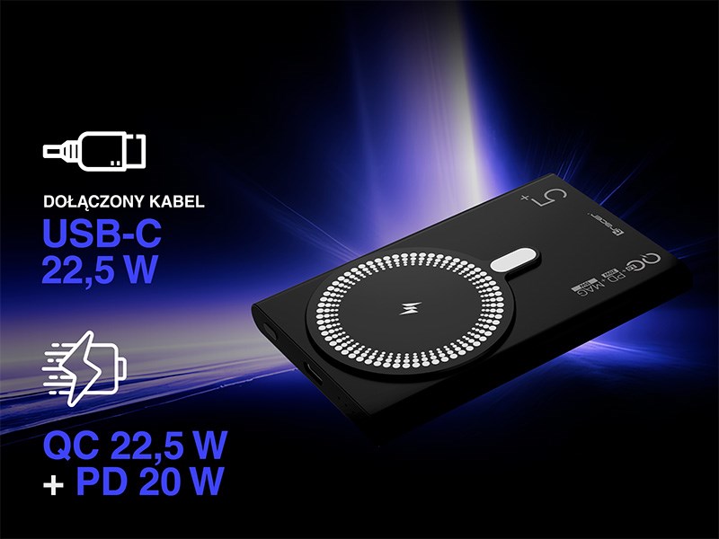 Powerbank Tracer AIRMAG2 5000mAh, PD 20W, MagSafe 15W, i zi