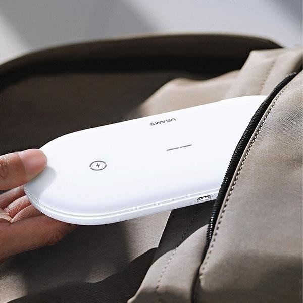 Karikues wireless Usams Inductive Charger US-CD120, 10W, dual, i bardhë