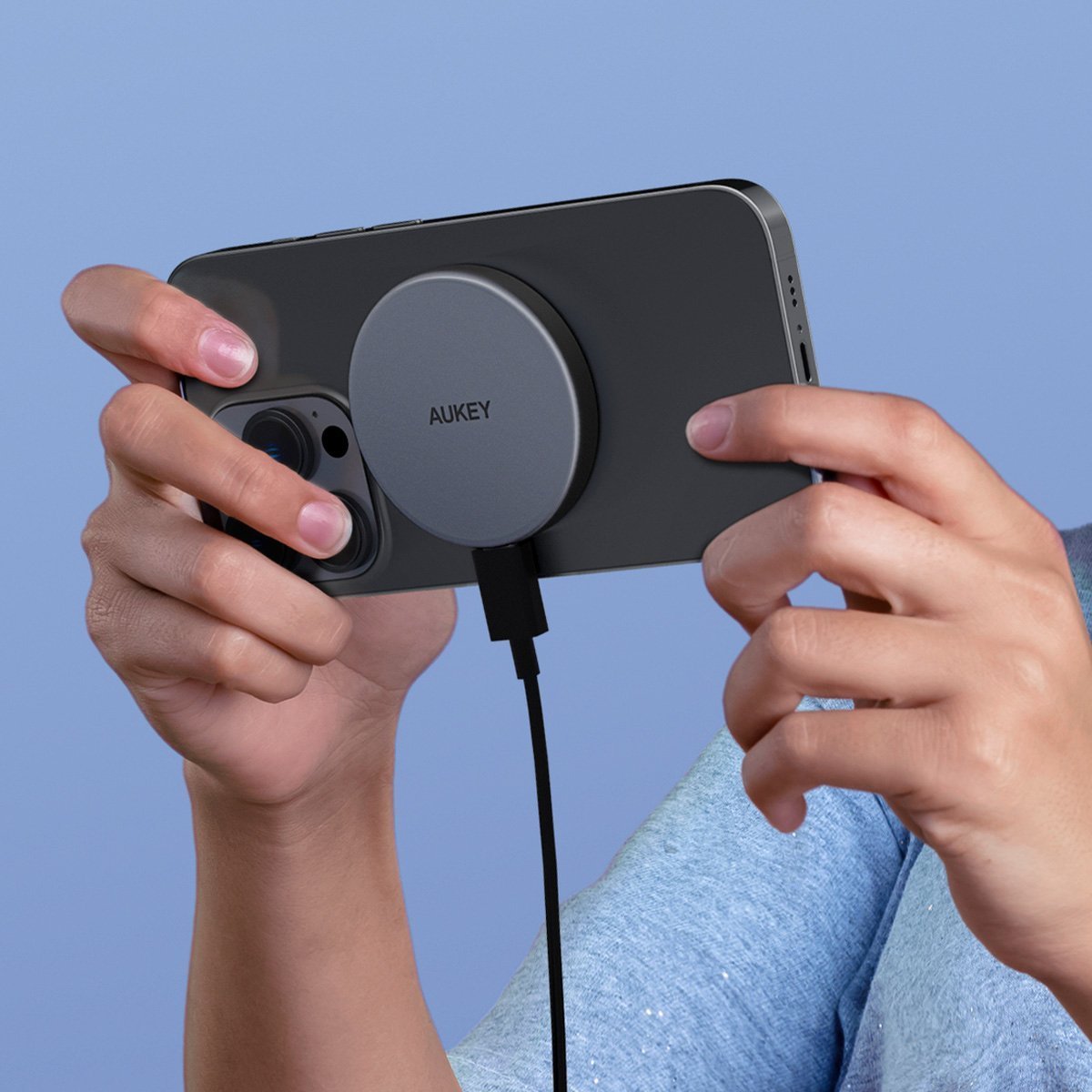 Karikues wireless Aukey LC-MC10 MagLink Aura, 15W, USB-C, i zi
