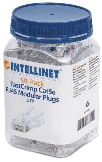 Konektorë rrjeti Intellinet Fastcrimp Cat5E RJ45, paketim 50 copë, transparent