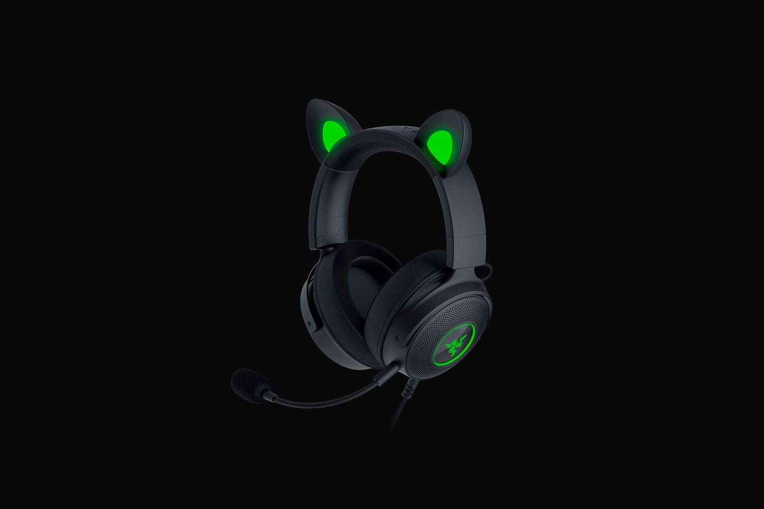Слушалки Razer Kraken V2 Pro Kitty Edition, жични, црни