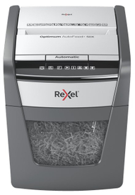 Grirës dokumentesh Rexel Optimum AutoFeed+ 50X, 50 fletë, kosh 20L, gri